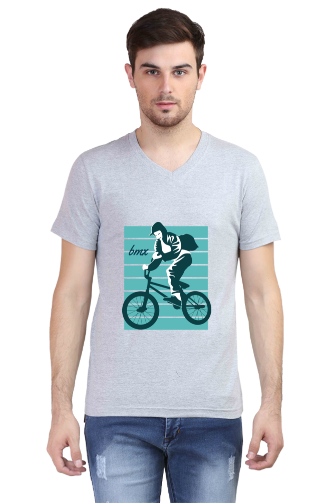 Men's BMX V Neck T-Shirt - bagpack