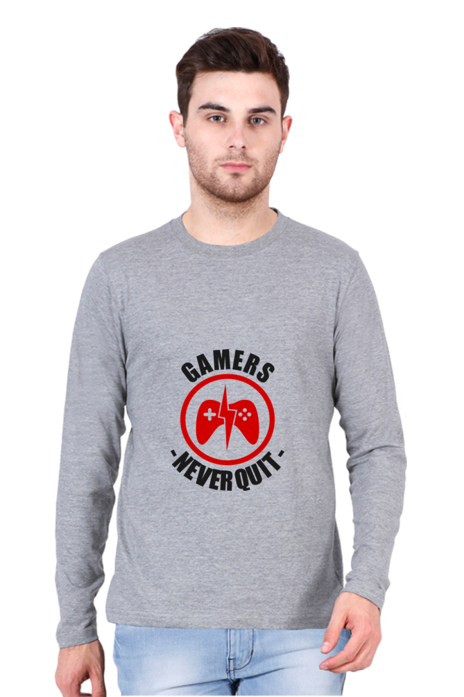 Men’s  Gamer Full Sleeve - T Shirt - Never Quit