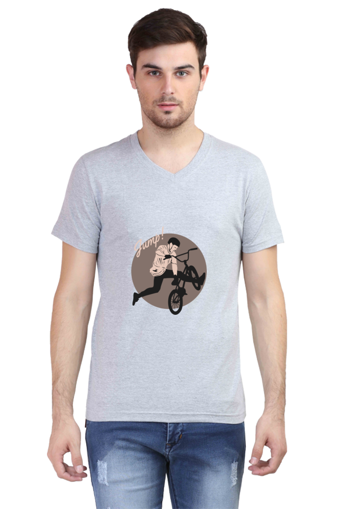Men's BMX V Neck T-Shirt - jump