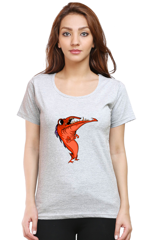 Women’s Round Neck Printed Animal's & Monster's T-Shirts - dancing monster