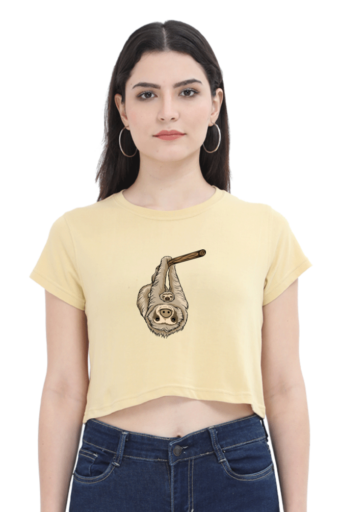 Women Sloth Crop Top - Parent cuddle