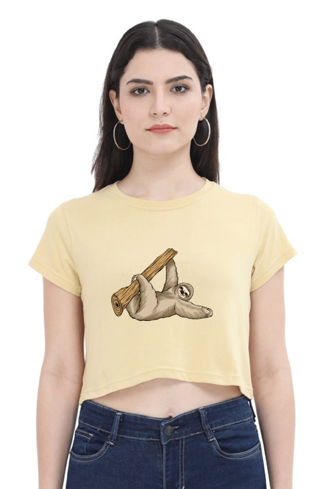 Women Sloth Crop Top - say Hi !