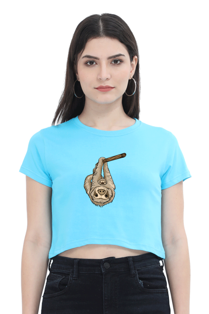 Women Sloth Crop Top - Parent cuddle