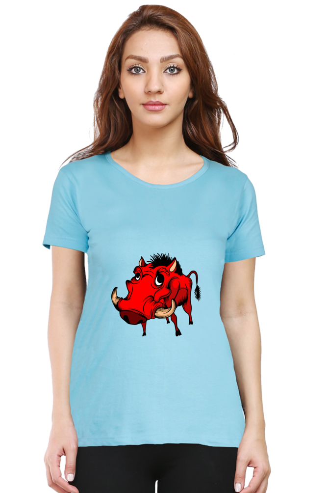 Women’s Round Neck Printed Animal's & Monster's T-Shirts -  monster rino
