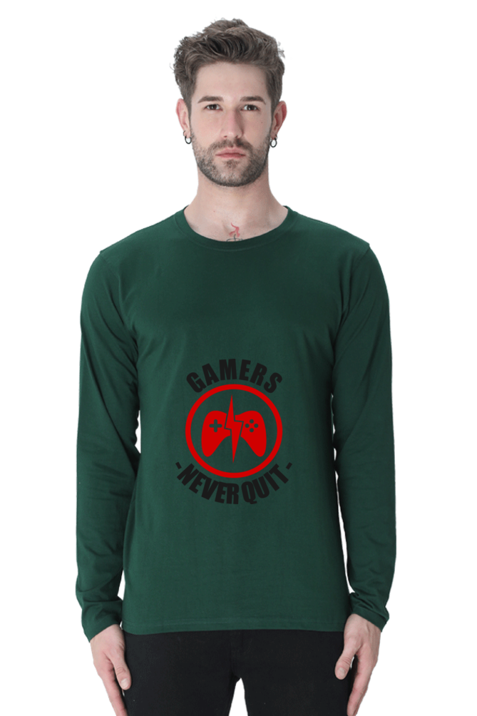 Men’s  Gamer Full Sleeve - T Shirt - Never Quit