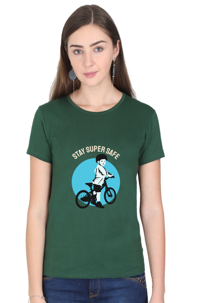 Women’s Round Neck Printed Rider T-Shirts -  super safe