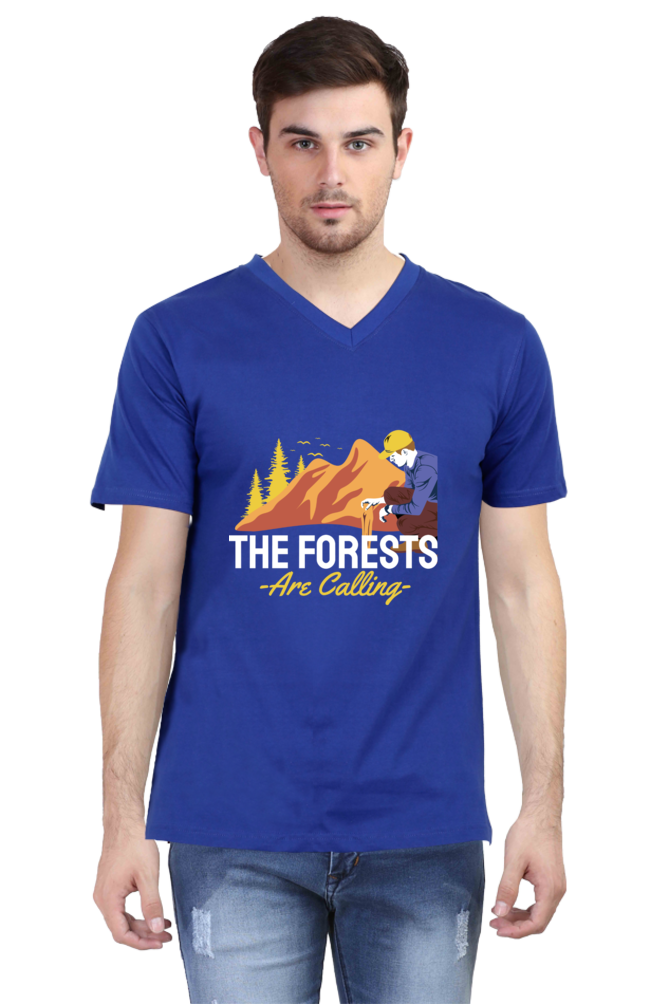 Men's Summer V Neck T-Shirt - Forests Calling