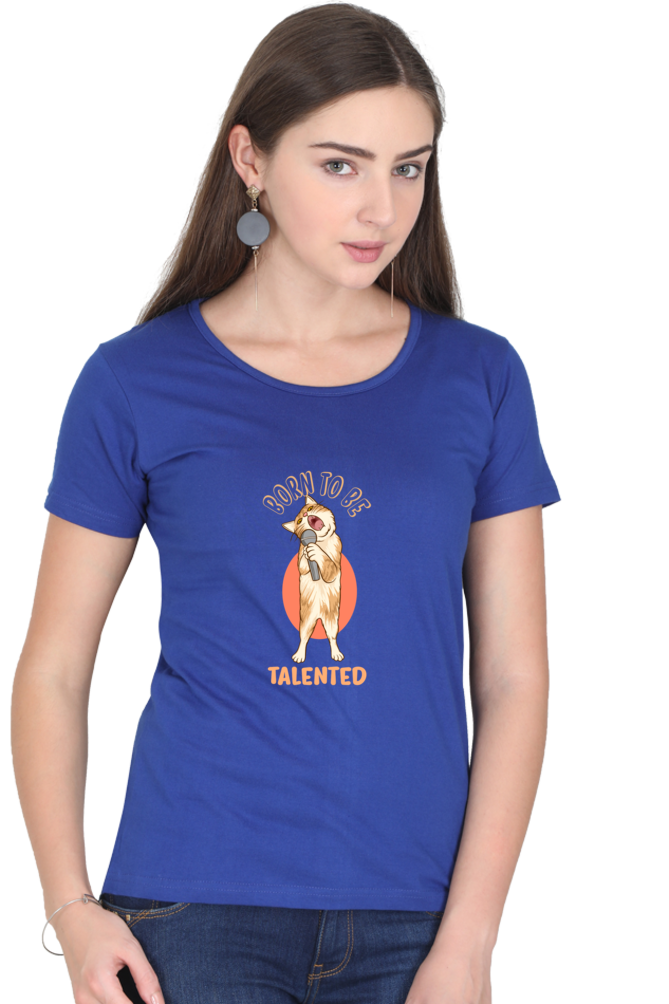 Women’s Round Neck Printed Funny & Queen SVG T-Shirts -  talented