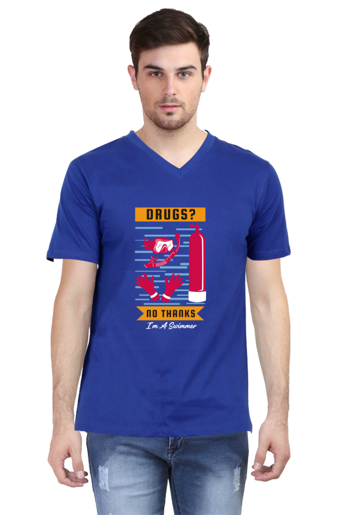 Men's Swimming V Neck T-Shirt - No Thanks