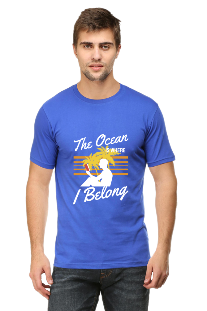 Men's Round Neck Summer T-Shirt - Ocean