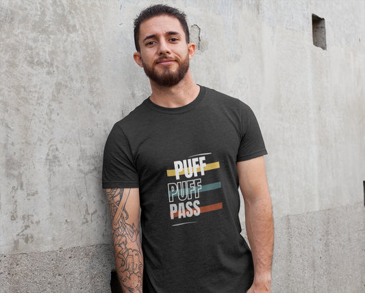 Round Neck Half-Sleeves - Puff Puff Push T-Shirt