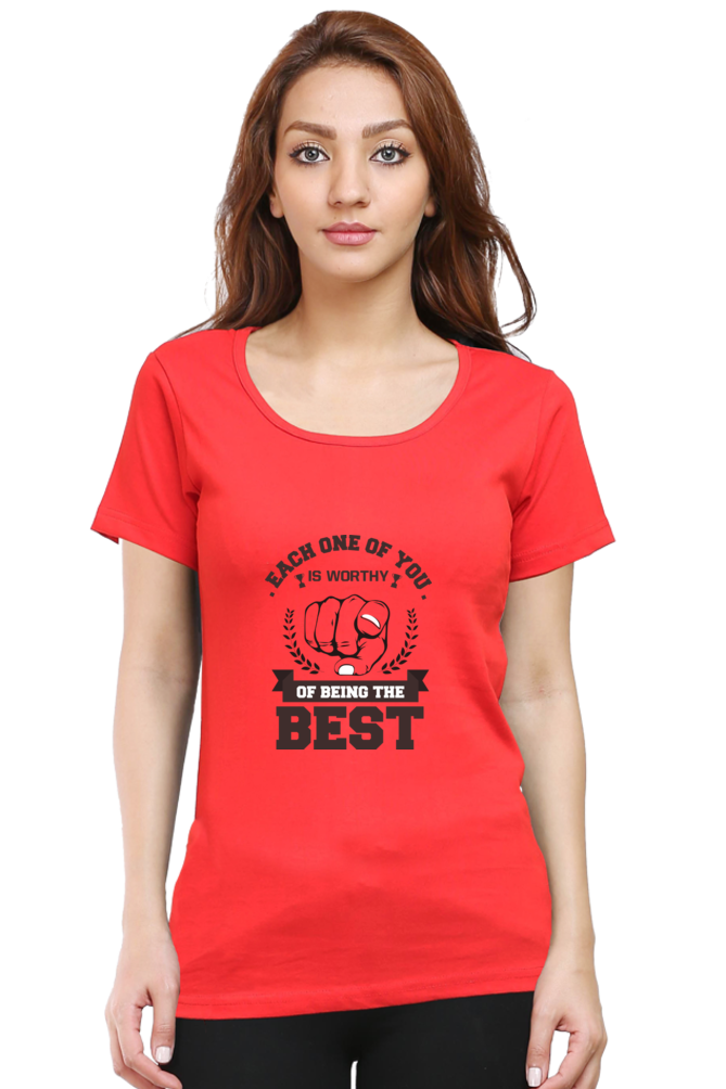 Women’s Round Neck Printed Motivational T-Shirts -  Worthy