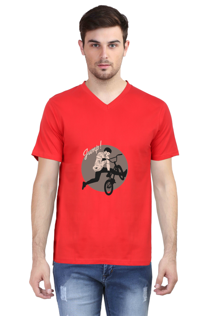Men's BMX V Neck T-Shirt - jump