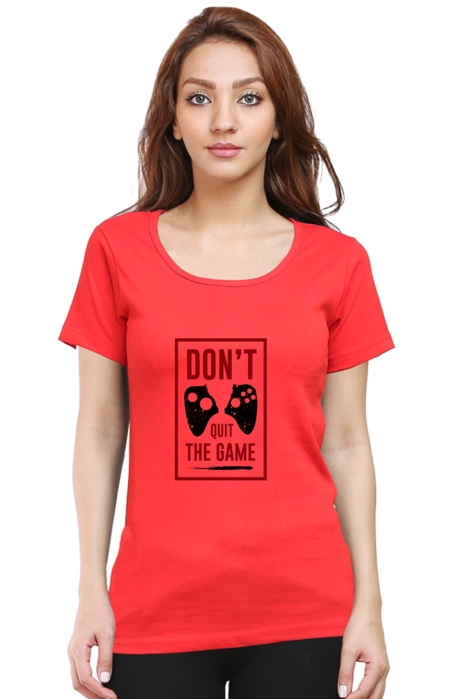 Women’s Round Neck Printed Gamer T-Shirts -  Quit