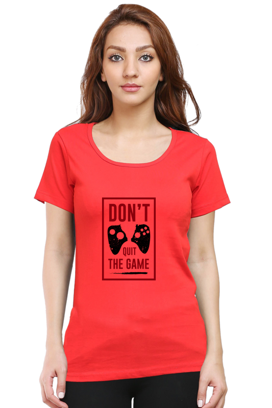Women’s Round Neck Printed Gamer T-Shirts -  Quit