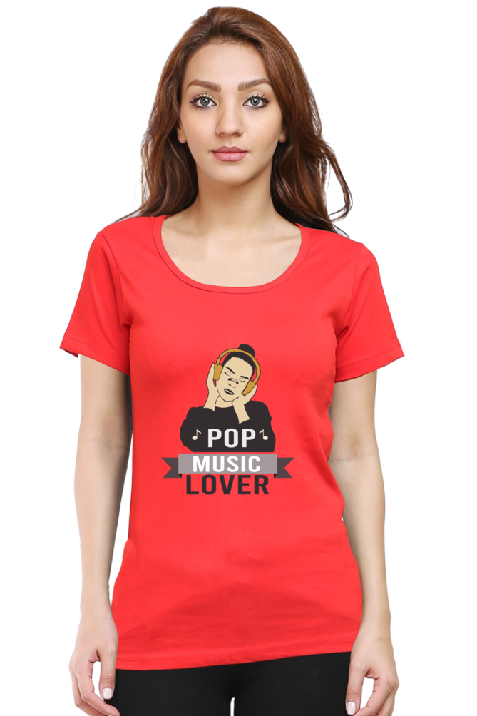 Women’s Round Neck Printed Music T-Shirts - POP