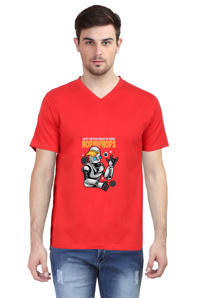 Men's Dance V Neck T-Shirt - robot urban hip-hop
