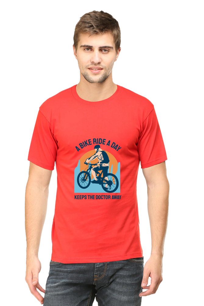 Men's Rider Cotton Round Neck T-Shirt - bike ride