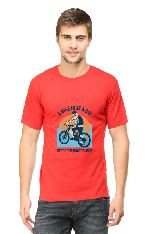 Men's Rider Cotton Round Neck T-Shirt - bike ride