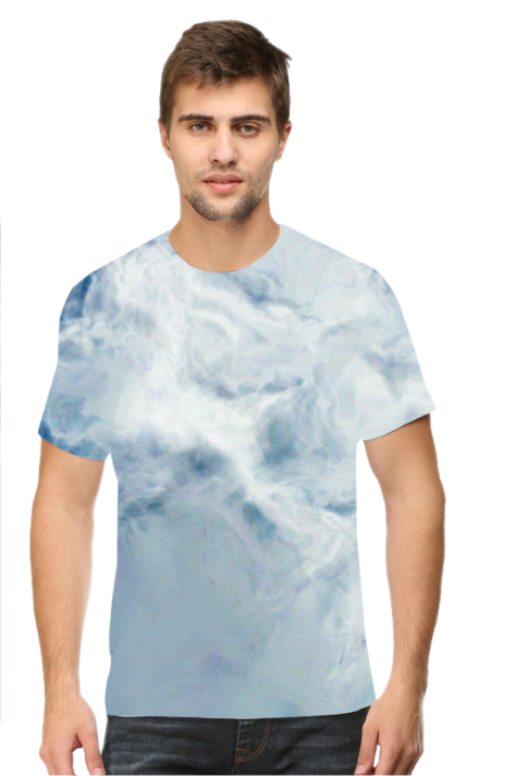 All Over Printed T-Shirt - Blue & White Sky
