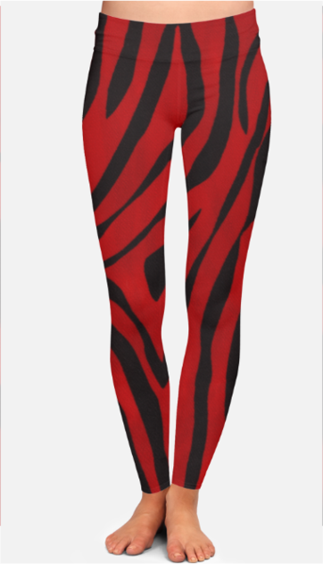 All Over Print High-Waist - Tiger Stripes Blood Red Leggings