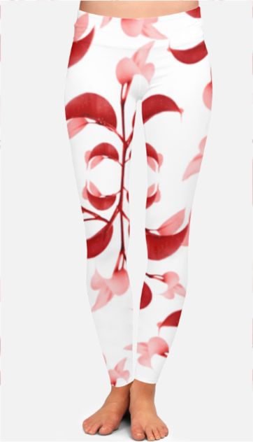 All Over Print High-Waist - Red Floral Element Leggings