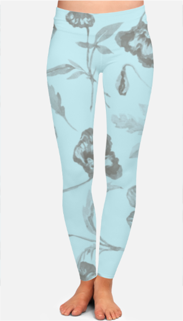 All Over Print High-Waist - Blue Floral Leggings