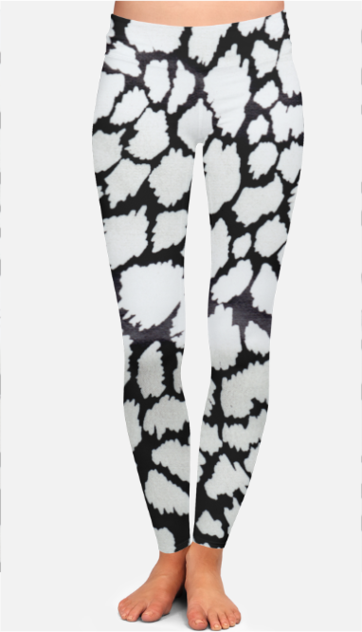 All Over Print High-Waist Leopard White Leggings