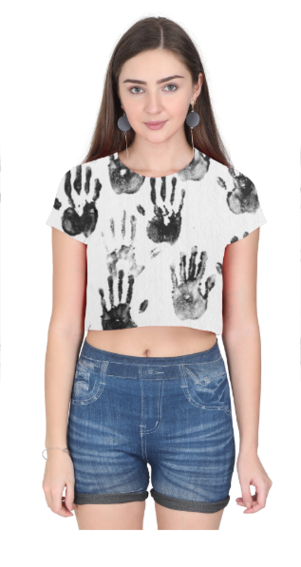 All Over Printed Crop Top - Hand Print