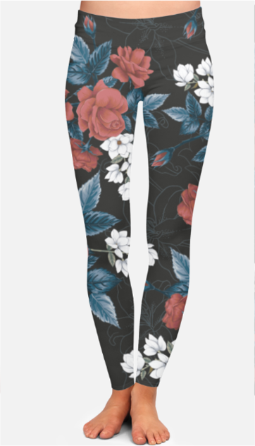 All Over Print High-Waist - Black Floral Pattern Leggings