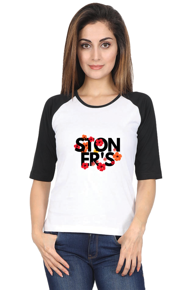 Women Raglan T-Shirt - Stoners & Flowers