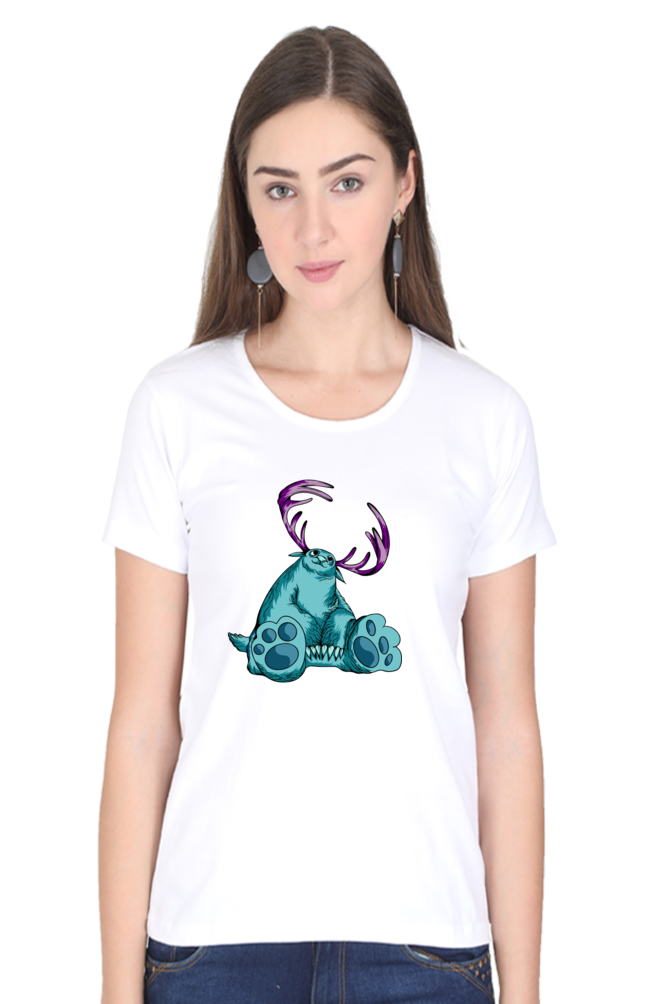 Women’s Round Neck Printed Animal's & Monster's T-Shirts -  huge monster