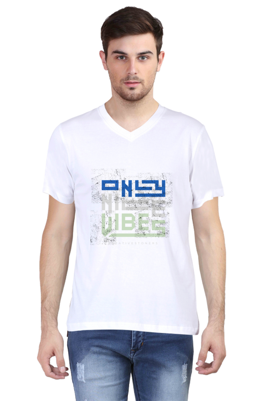 Men's Minimalistic V Neck T-Shirt -  Nice