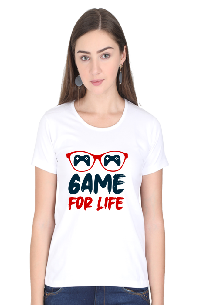 Women’s Round Neck Printed Gamer T-Shirts -  Life