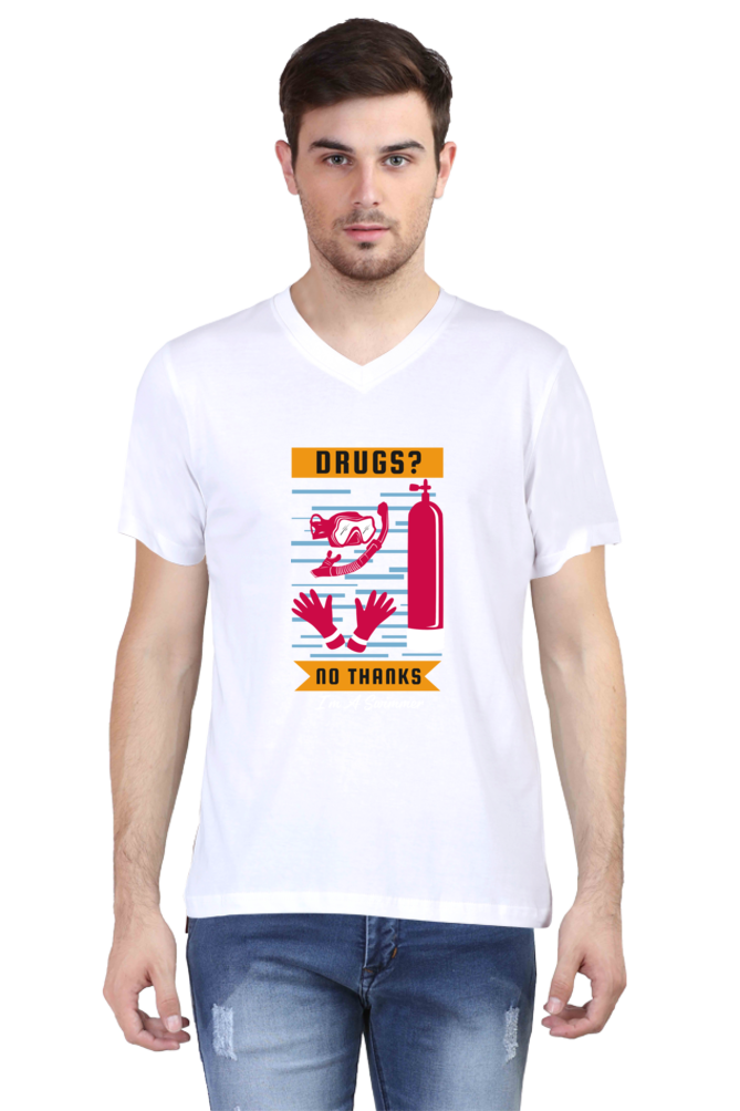 Men's Swimming V Neck T-Shirt - No Thanks