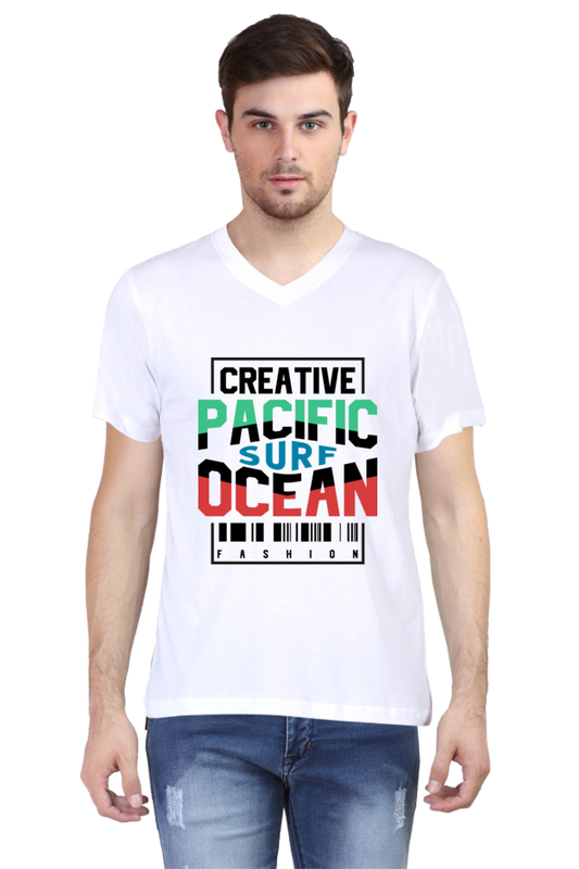 Men's V Neck T-Shirt - Pacific Ocean
