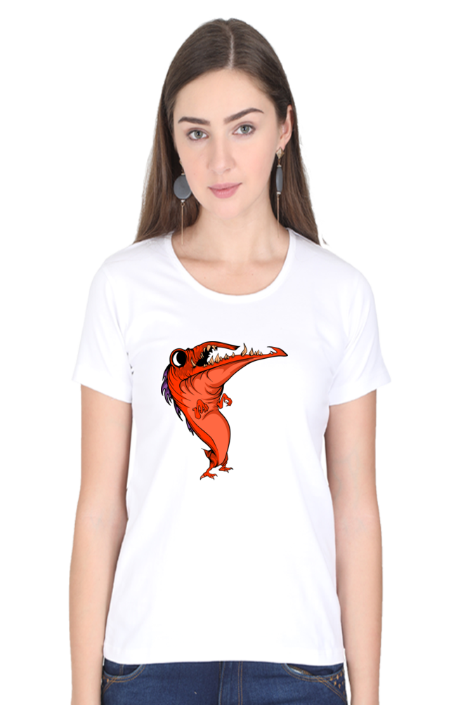 Women’s Round Neck Printed Animal's & Monster's T-Shirts - dancing monster
