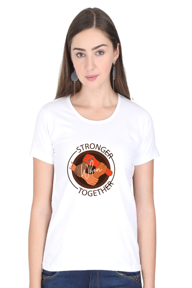 Women’s Round Neck Printed Motivational T-Shirts -  Stronger
