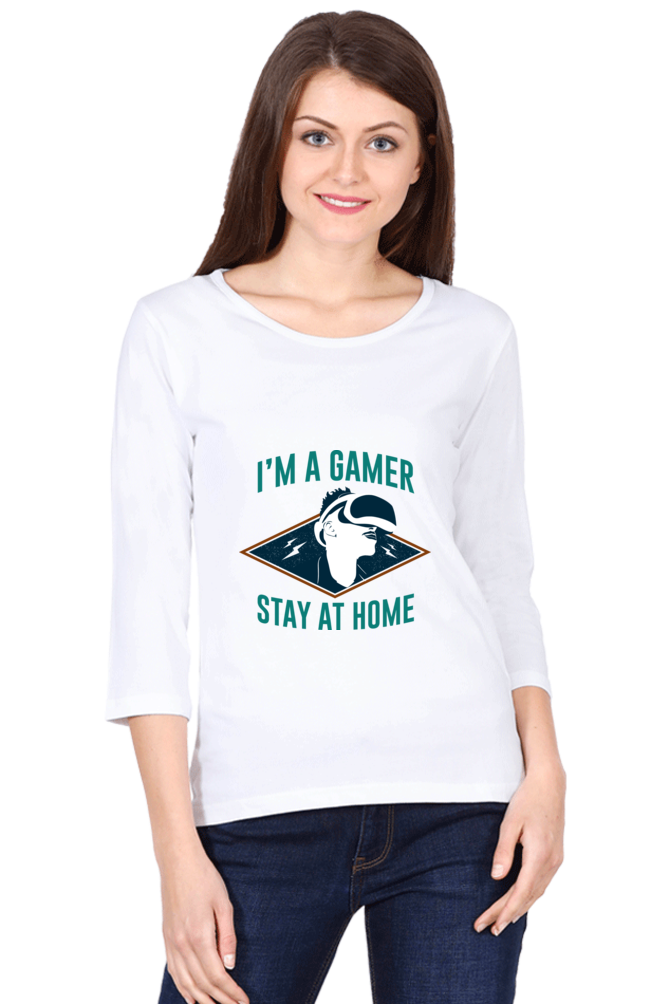 Women’s Full Sleeves Gamer T-Shirts - Stay Home