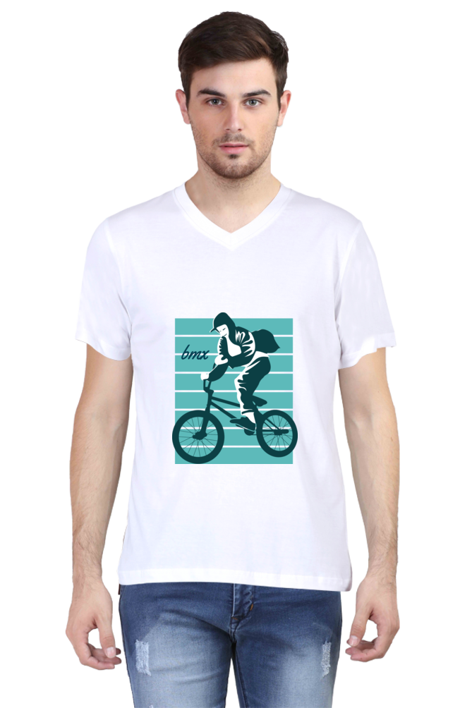Men's BMX V Neck T-Shirt - bagpack