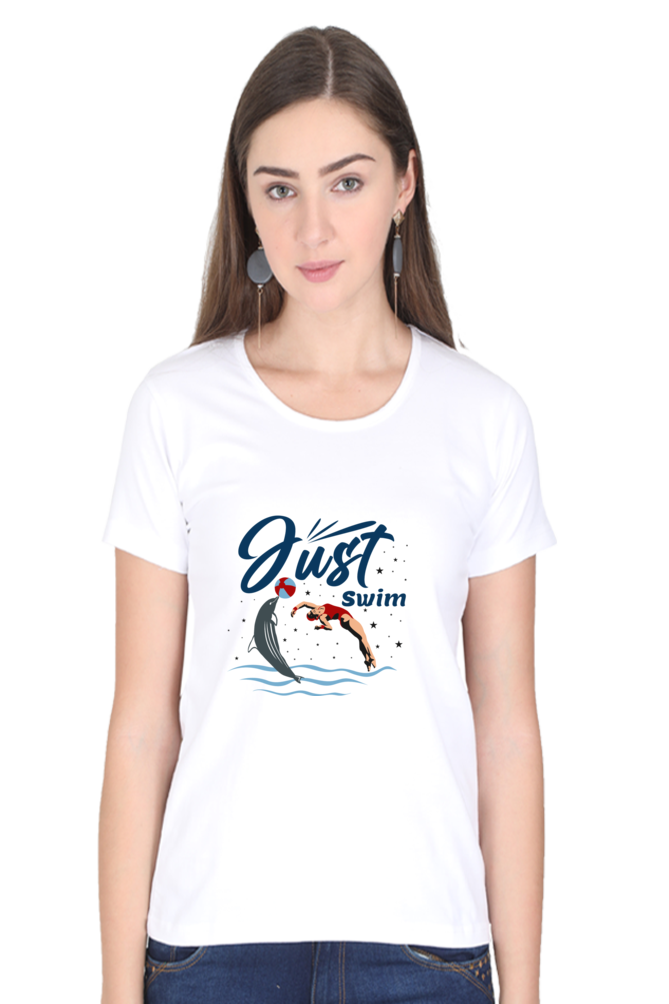 Women  Swimming Half Sleeve T-Shirt - Just Swim