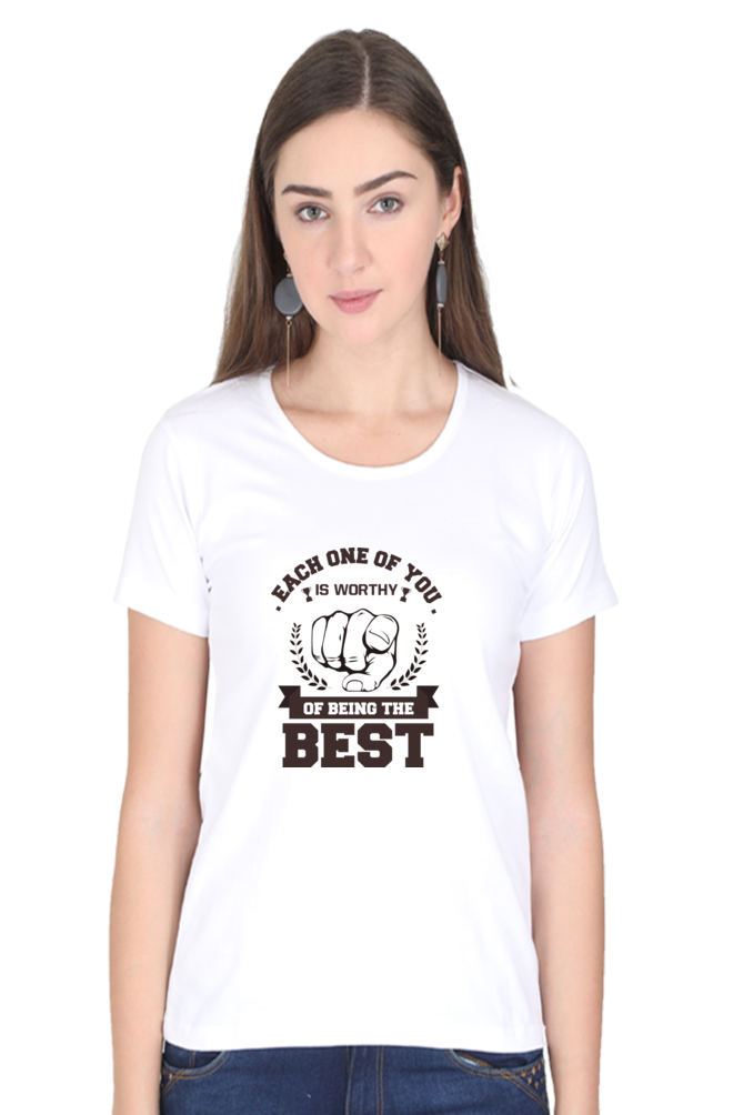 Women’s Round Neck Printed Motivational T-Shirts -  Worthy