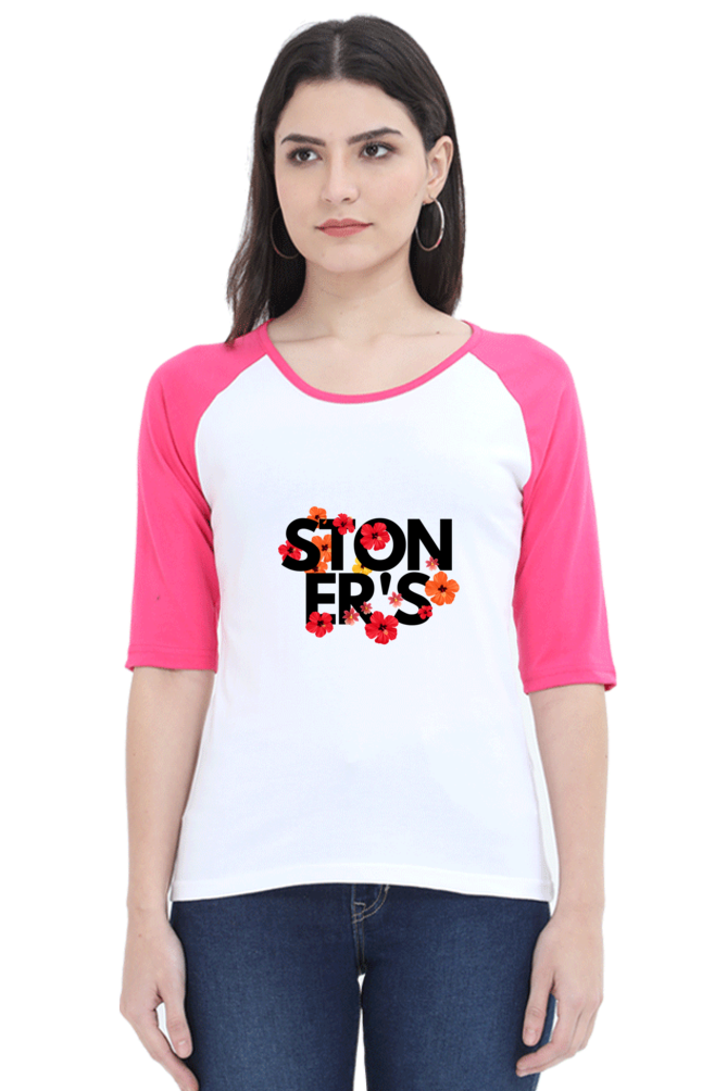 Women Raglan T-Shirt - Stoners & Flowers