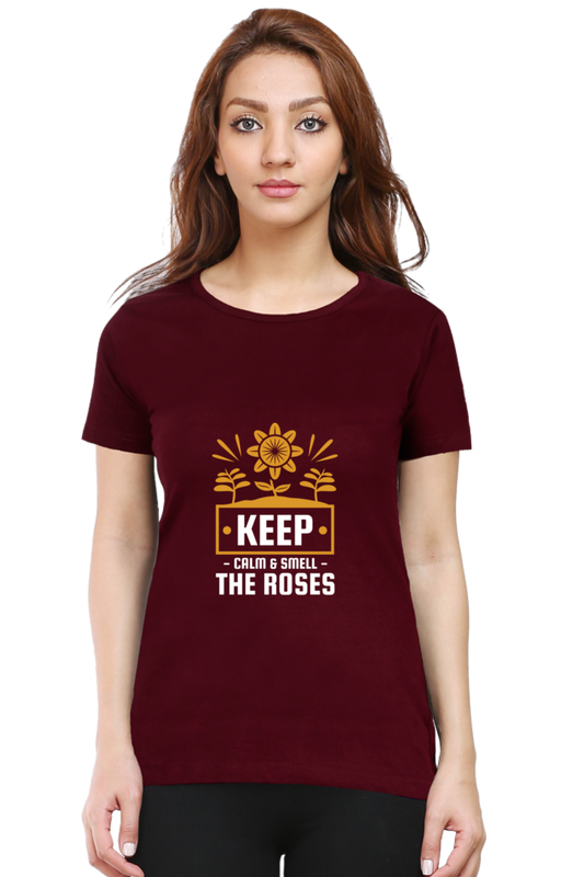 Women’s Round Neck Printed Gardening T-Shirts - keep calm