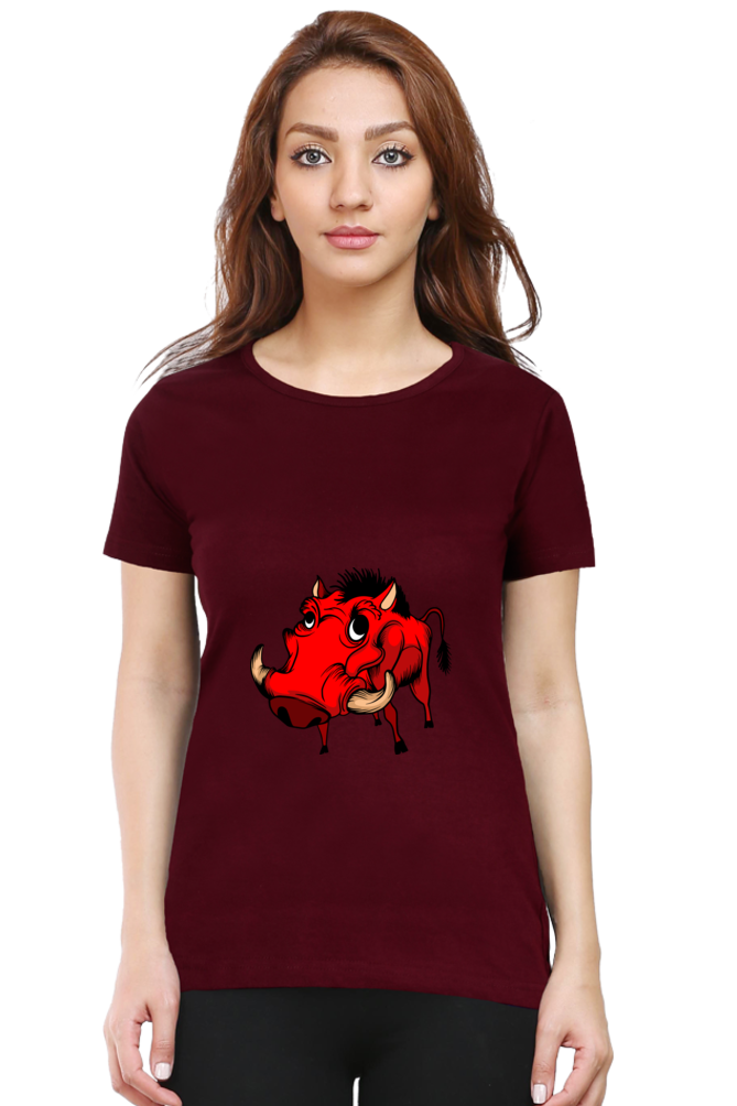 Women’s Round Neck Printed Animal's & Monster's T-Shirts -  monster rino