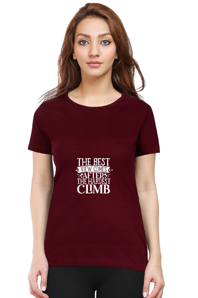 Women’s Round Neck Printed Motivational T-Shirts -  Climb