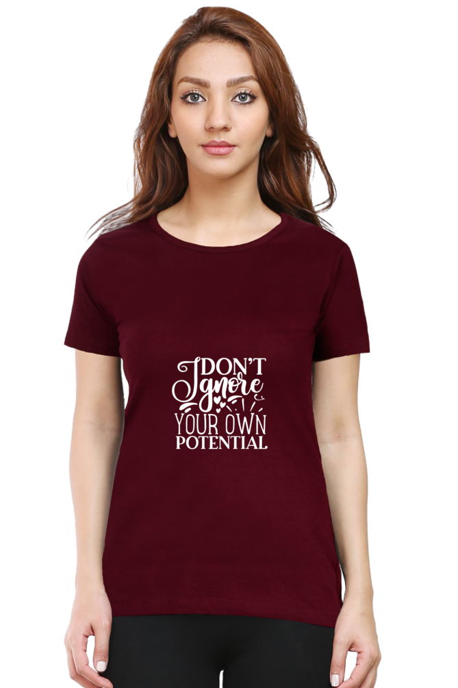 Women’s Round Neck Printed Motivational T-Shirts -  Potential
