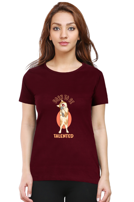 Women’s Round Neck Printed Funny & Queen SVG T-Shirts -  talented