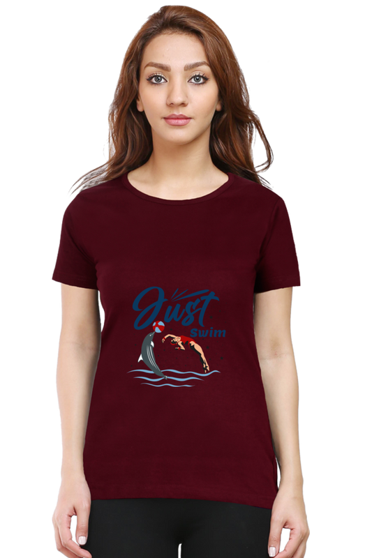 Women  Swimming Half Sleeve T-Shirt - Just Swim