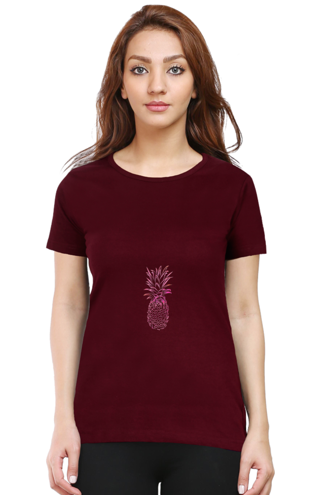 Women’s Round Neck Printed Minimalistic T-Shirts -  Fruit